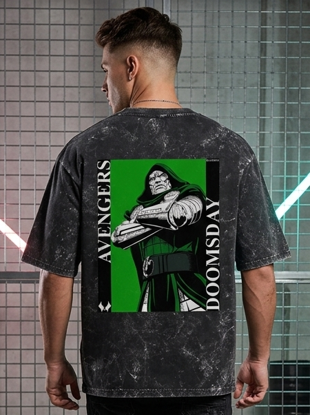 GENZARCHIVE DR DOOM Unisex Acid Washed Oversized Tee