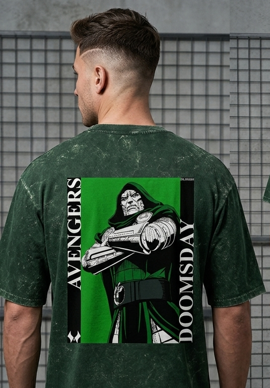 GENZARCHIVE DR DOOM Unisex Acid Washed Oversized Tee